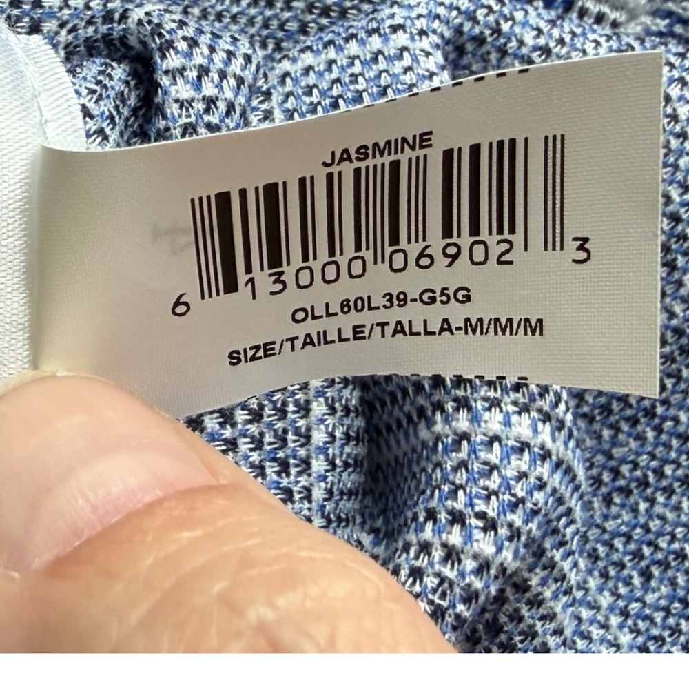 BCBGMAXAZRIA Jasmine Blue White Geometric Knit Fit & Flare Mini Dress Medium NWT - Picture 8 of 10
